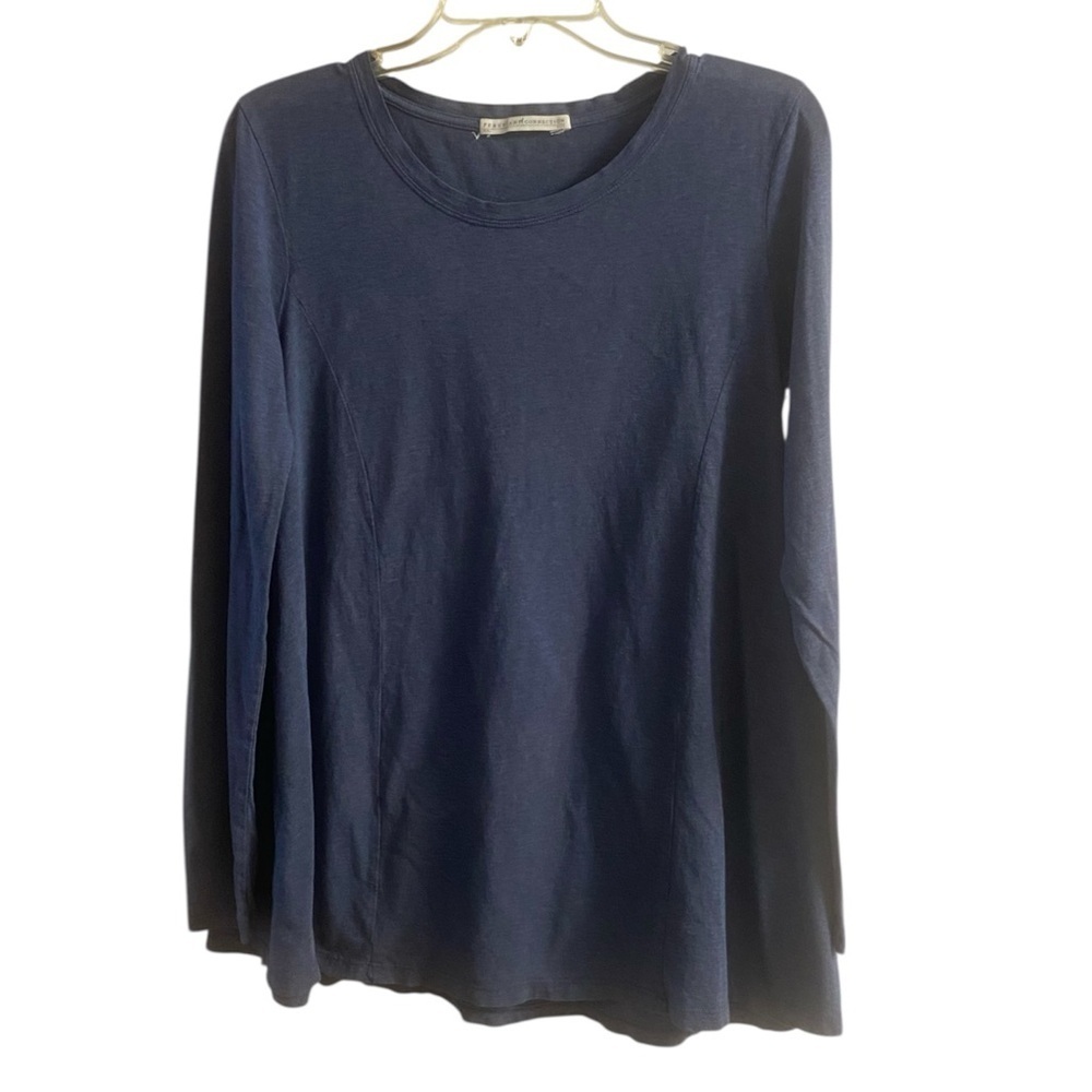 Peruvian connection navy blue crewneck swing top pima cotton Small